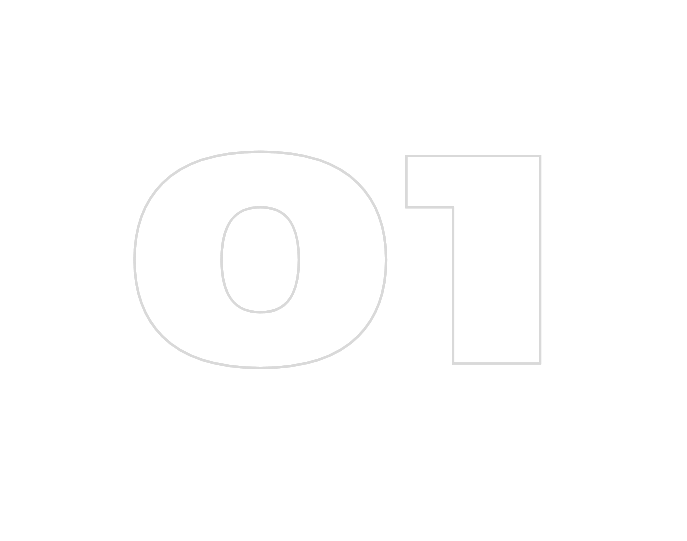 A black background with large white outline letters 'O' and '1'