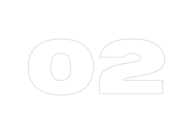 Large white outlined numbers '0' and '2' on a black background.