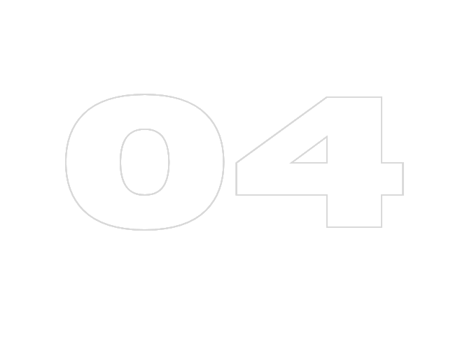 White number 04 on a black background.