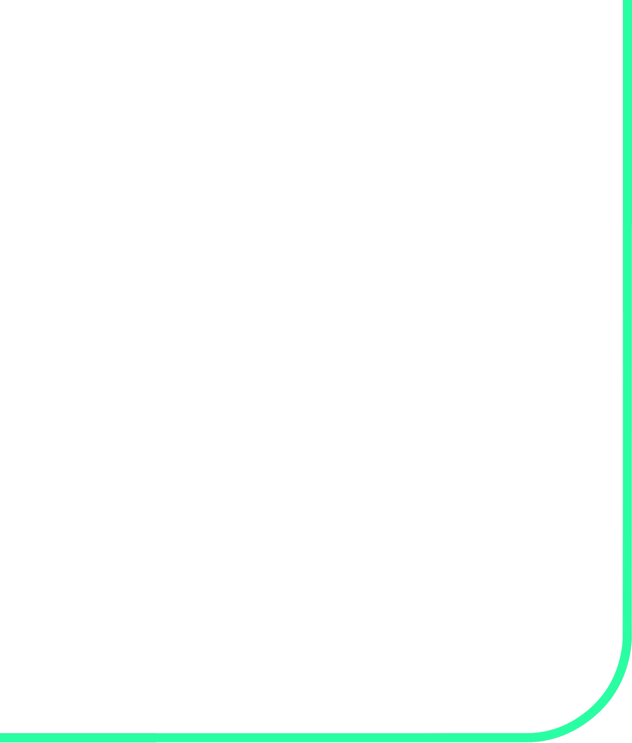 A black background with a neon-green curved border on the right and bottom edges.
