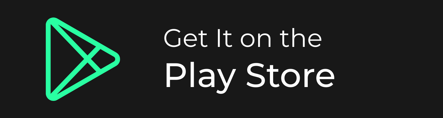 A graphic with a neon green play button icon and the text 'Get It on the Play Store' on a black background.