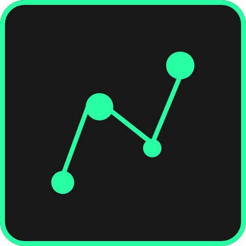 Line graph with four data points connected by lines, displayed on a black background with a green border.